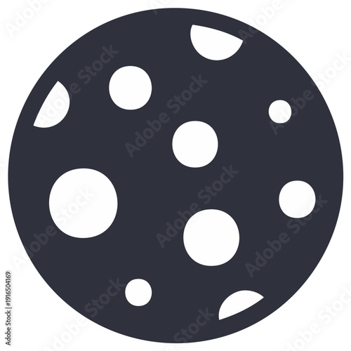 Stylized Flat Vector Moon with Craters Celestial Object Illustration Round Astronomical Body Lunar Satellite Icon