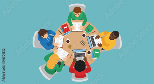 Group of People Sitting Around Table.