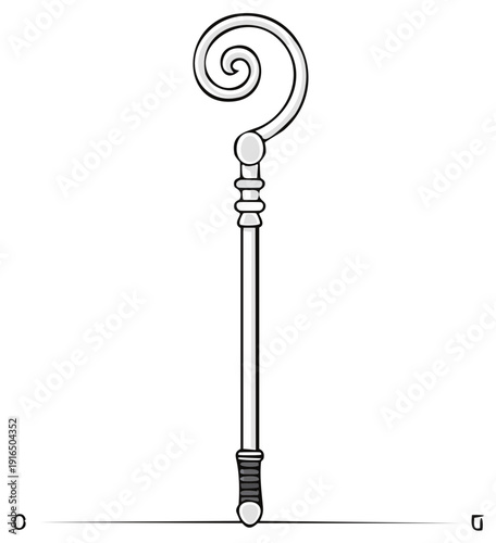 Stylized Cartoon Illustration of a Bishop's Crozier