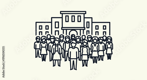 Group of People Standing Together Outside.