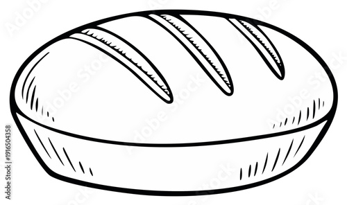 Illustration of freshly baked bread loaf in sketch style