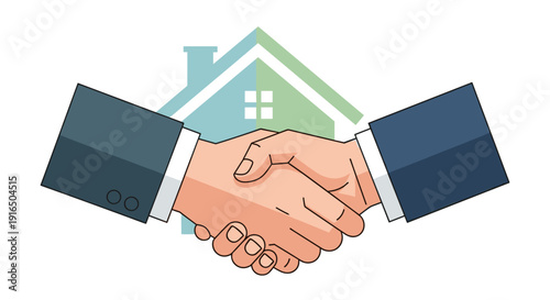 Handshake with House Icon Behind.