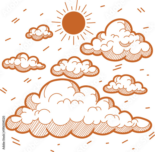 A sunny day with fluffy white clouds and a gentle breeze