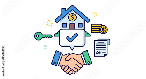 Handshake with House and Documents.