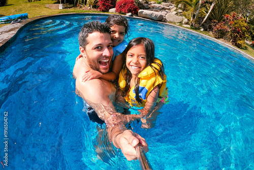 Happy Family UGC Selfie in Swimming Pool