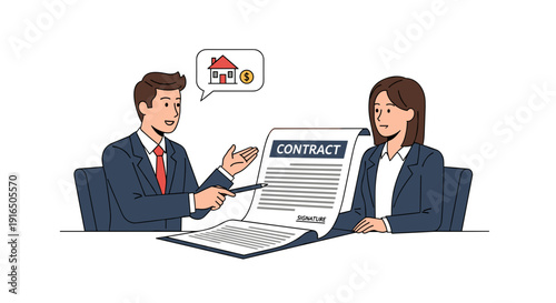 Man and Woman Signing Contract Agreement.