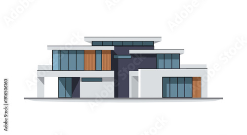 Modern House Illustration with Clean Lines.