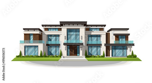 Modern Luxury House with Large Windows.