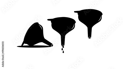 plastic funnel, black isolated silhouette