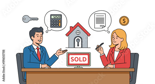 Real Estate Agent and Client Signing Documents.