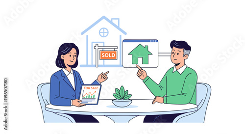 Real Estate Agent Discussing Property with Client.