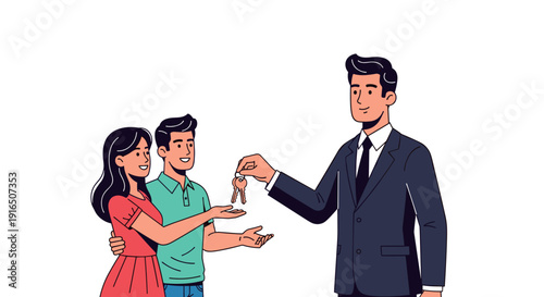Real Estate Agent Handing Over House Keys.