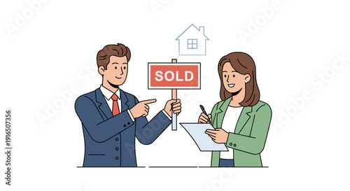 Real Estate Agent Selling House to Client.