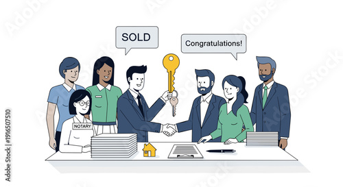 Real Estate Agents Celebrating Successful Property Sale.