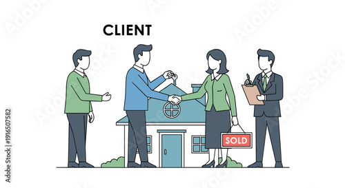 Real Estate Agents Handing Over House Keys.