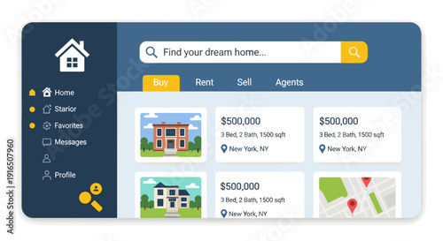 Real Estate Website Homepage with Property Listings.