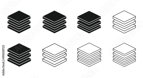 Stacked squares in varying shades and outlines demonstrating depth and form