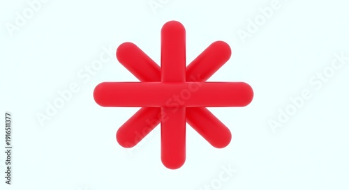 red star shape, 3d render, geometric design, isolated