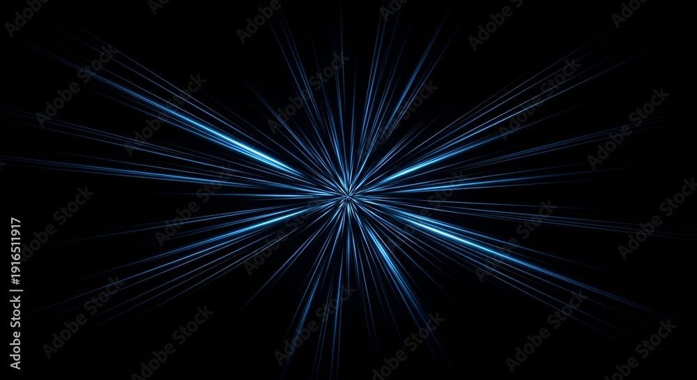 Fototapeta premium abstract blue light burst on black background, energy concept