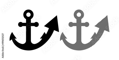 Two anchors, one black and one gray, symbolizing stability and direction.