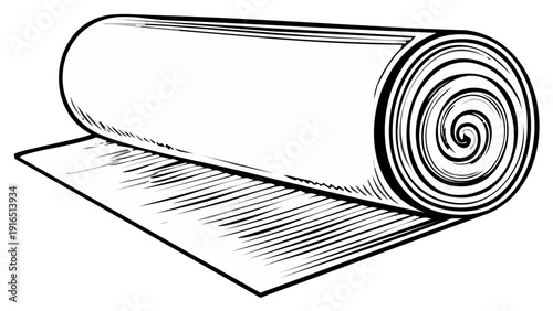 Rolled Material Unfurling Flat Surface Illustration