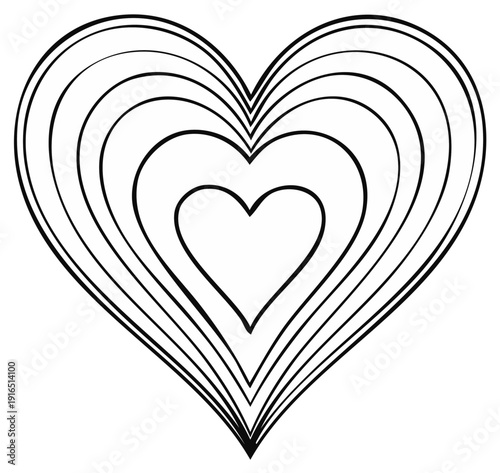 Hand drawn hearts nested set creating a symbol of love emotion romantic feeling or valentines day vector illustration