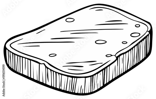 Single slice of toast with a slightly uneven texture and a dark crust line