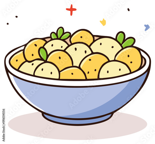 Cartoon illustration of a full bowl of food