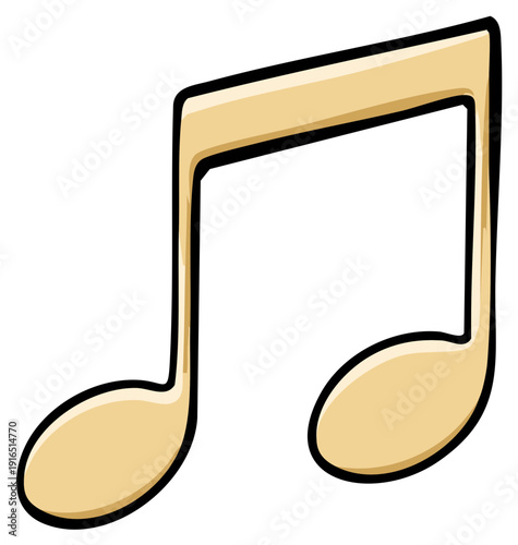 Beige musical eighth note symbol with a black outline