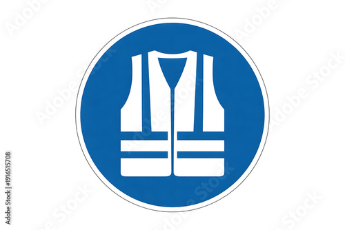 Safety Vest Icon in Blue Circle on White Background Graphic Representation