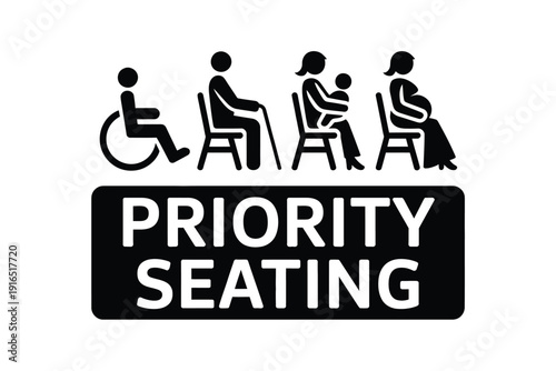Priority Seating Sign for Disabled and Pregnant Passengers