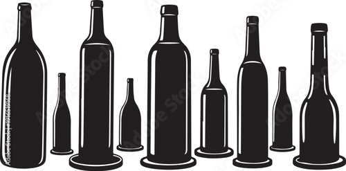 Collection of wine bottles in various sizes and shapes