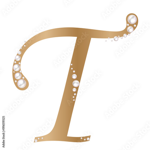 Golden  Pearl T Uppercase letter