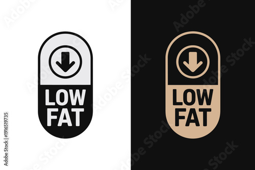 Low Fat Labels with Arrow Icons