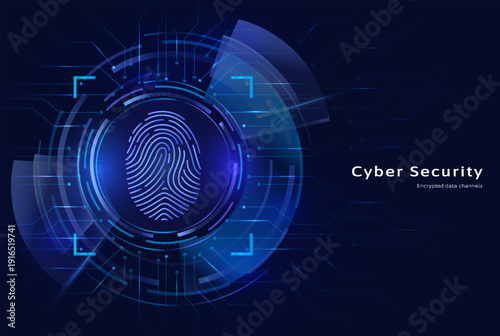 Cyber security data protection poster gradient 3D illustration