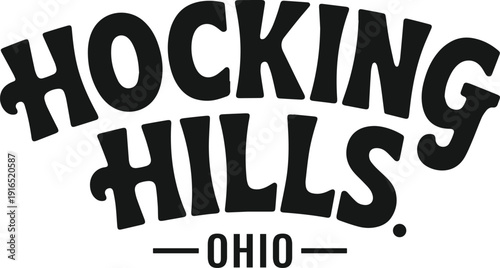 Hocking Hills Ohio Vintage Typography Travel Sticker Design