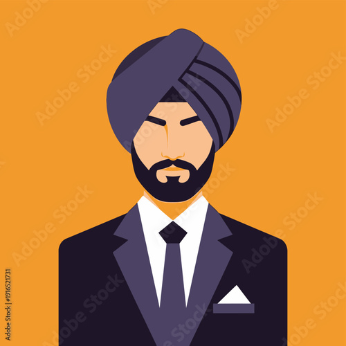 Man Wearing Turban Suit.