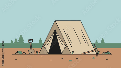 Camping Tent in Outdoor Setting Illustration.