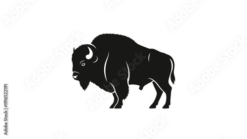 Black Bison Silhouette Standing Strong.