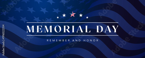 Memorial Day banner, USA flag background, text design