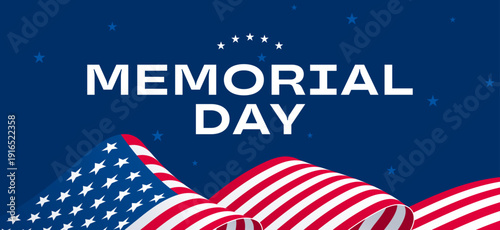 USA Memorial Day, American flag background, holiday banner