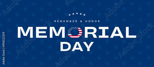 US Memorial Day background, USA lettering typography banner