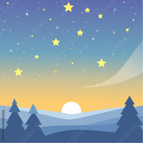 Vector space background. Cute flat style template with Stars in Outer space