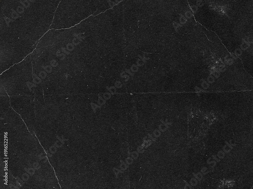 Gritty Folded Paper Texture Overlay. Distressed Creased Black Paper Background. Grunge Analog Scan Surface, Film  Texture