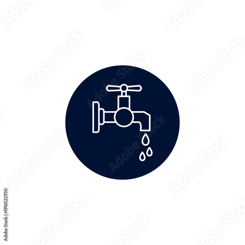 Minimalist line icon of a dripping water faucet