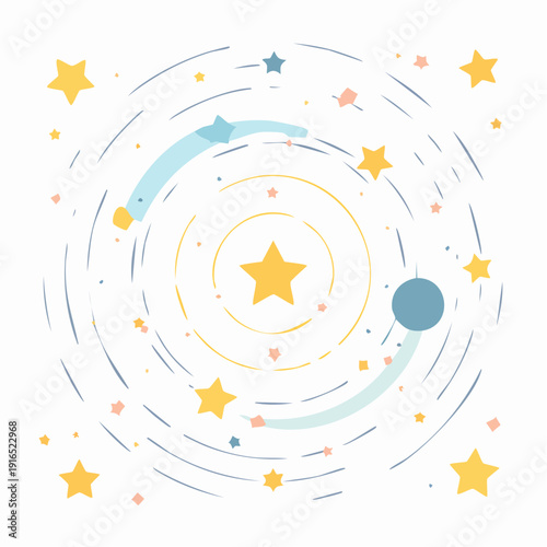 Vector space background. Cute flat style template with Stars in Outer space