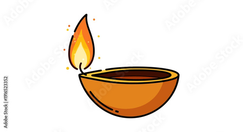 Diwali diya oil lamp burning bright festive light.