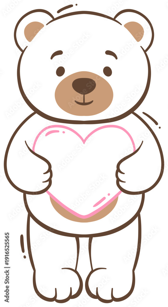 Fototapeta premium Cute Bear Holding Heart Sticker