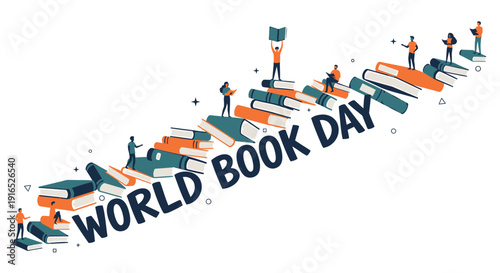 World Book Day icon collection. Includes reading, literature, education, and literacy symbols. Created in colorful flat style with vibrant palette.