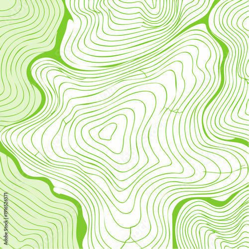 Green Topographic Map Background with Abstract Contour Line Pattern.